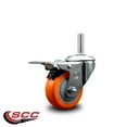 thumbnail image 2 of 3 Inch Orange Poly Wheel Swivel 5/8 Inch Threaded Stem Caster Total Lock Brake, 2 of 2