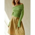 thumbnail image 2 of xiaxaixu Sweaters for Women Spring Autumn Knit Tops Solid Color Long Sleeve Off Shoulder Slim Knitwear, 2 of 7