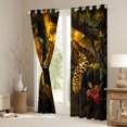 thumbnail image 3 of Feelyou Cheetah Leopard Black Out Curtains, Flower Leaves Curtains Pack of 2 (42x63 Each), 3 of 6