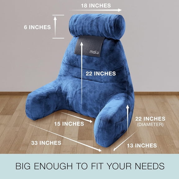 Extra Large Reading Pillow- Ergonomic Pillow- Back Pillow for Bed  Rolling Mat for Neck Support- with Shredded Memory Foam- for Sitting Up in Bed, Couch or Floor