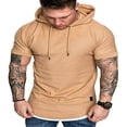 thumbnail image 1 of Men Solid Slub Cotton Short Sleeve Slim Fit Hooded T Shirt, 1 of 5