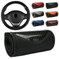 thumbnail image 5 of Fiber Leather Car Steering Wheel Cover for Most Common Wheels with Pore Design and Comfortable Grip, 5 of 8