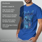 Men's Lilo & Stitch Distressed Poster Stitch Graphic Tee Royal Blue 2X Large