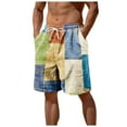 thumbnail image 4 of RMGVDSD Mens Shorts Casual Shorts Trend Printed Casual Vintage Plaid Vacation Beach Pants Loose Shorts For Men Stretch Vacation Shorts, 4 of 4