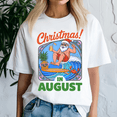 thumbnail image 3 of Christmas In August Summer Vacation Funny Santa, Retro Christmas Shirt, Xmas TShirt, Cute Santa Claus Holiday, Merry Christmas Gift, 3 of 5