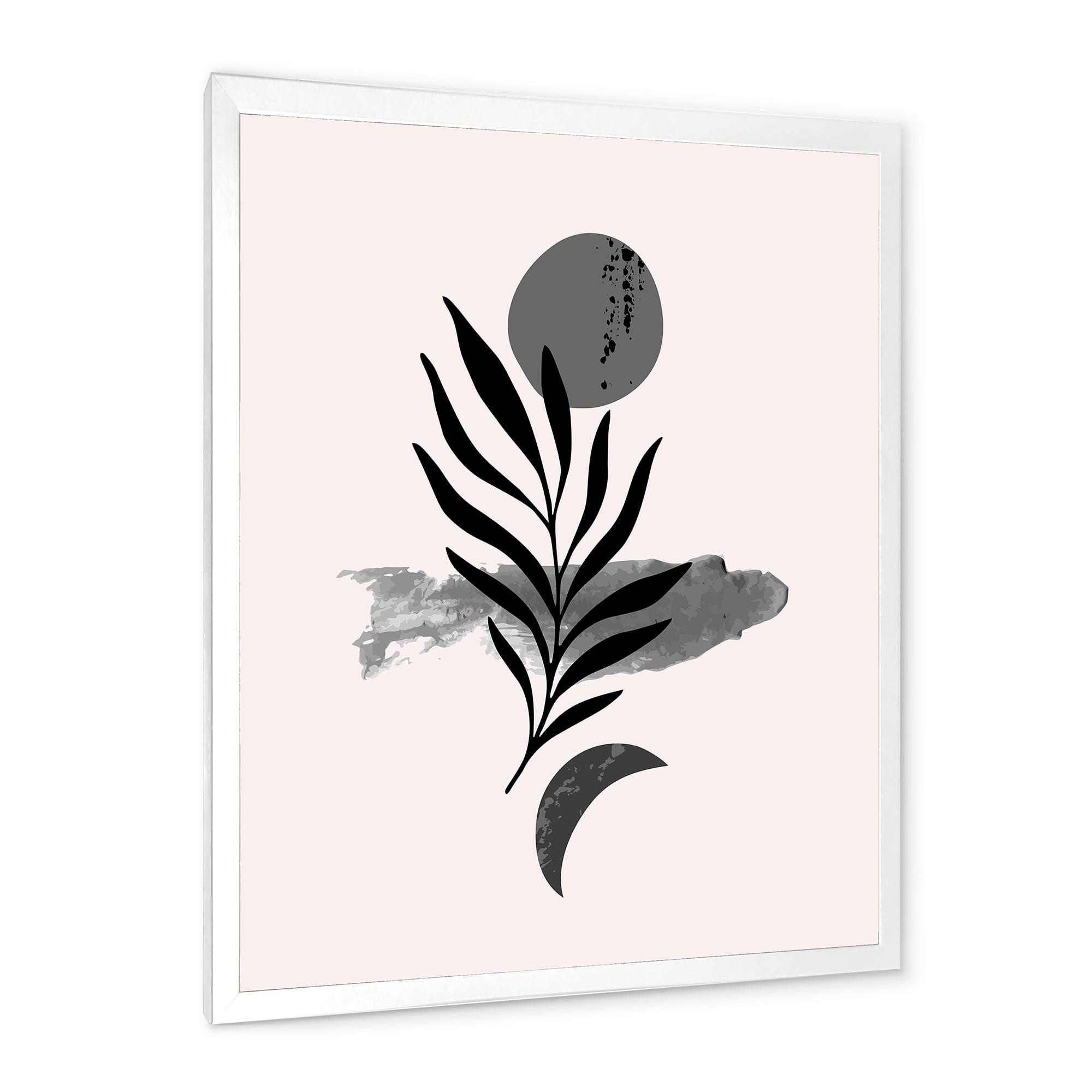 Designart 'Abstract Black Tropical Leaf II' Modern Framed Art Print