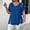 Blue, variant on Women's Plus Size V-Neck Short Sleeve Casual T-Shirt with Criss Cross Strap Detail for Summer Blue,1XL