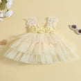 thumbnail image 3 of Toddler Baby Girls Party Dress 3D Flower Ruffle Sleeveless A-line Princess Dresses, 3 of 8