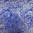 thumbnail image 2 of Metallic Paisley Silver Brocade Fabric 60" By Yard in Red Yellow White Purple Blue (Royal Blue / Silver), 2 of 4