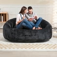 thumbnail image 4 of Twin Size Rustic Sofas, Bean Bag sofa Lazy Sofa Durable Comfort Lounger High Back Bean Bag Chair Couch for Adults and Kids, Indoor & Outdoor, Accent Floor Soft Lounge Chair (Black chenille), 4 of 18