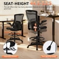thumbnail image 4 of BestOffice Ergonomic Drafting Chair for Standing Desk, Tall Mesh Stool with Flip Up Arms & Foot Rest, Dark Black, 4 of 7