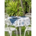 thumbnail image 2 of Outdoor Tablecloth with Umbrella Hole and Zipper, Christmas Round Table Cloth 60 Inch Waterproof Tablecloth, Xmas Blue Snowflakes Winter Modern Minimalist Picnic Table Cover for Patio Camping, 2 of 7