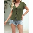 thumbnail image 4 of Women Summer Cable Knit Cardigan Sweater Tie Front V Neck Oversized Knitwear Green L, 4 of 8