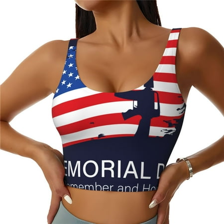 Matuu Memorial Day for Women s Sports Bra - Soft  Comfortable and Breathable Sports Vest for Yoga  Fitness  and Dance-X-Large