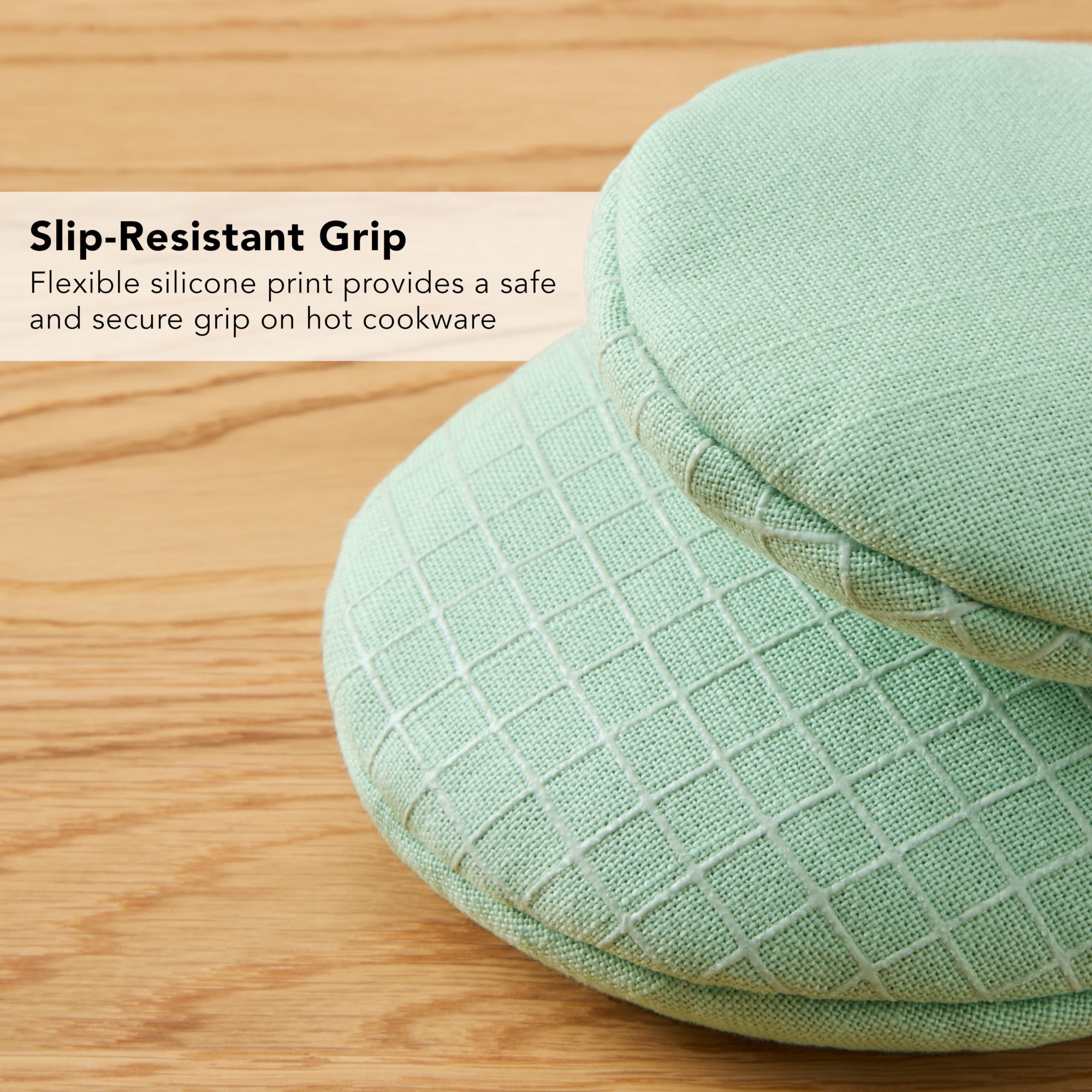 KITCHENAID Gourmet Series Gridlines Mini Oven Mitts 2-Pack Set, Heat Resistant up to 600°F, Soft Silicone Grip, Magnetic Cuff, Pistachio Green, 5.5"x9"