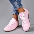 thumbnail image 3 of QWKLEAJ Women’s Low Top Lace Up Retro Sneakers, Soft Suede Round Toe Gum Sole Casual Dress Shoes for Women Daily Walking Street Fashion Trainers Pink 9, 3 of 6