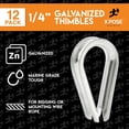 thumbnail image 3 of Galvanized Steel Thimbles for Wire Rope - 1/4 Inch - Marine Rigging, Sailing, Boat Anchor, Fishing, Railing, DIY, Hobby, Commercial, Industrial Applications - by Xpose Safety Pack of 12, 3 of 6