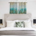 thumbnail image 4 of Teal Yellow Oil Painting Kitchen Curtains Short 45 Inch Length, Contemporary Abstract Art Grommet Top Bedroom Living Room Curtains, Light Filtering Cafe Curtain Drapes 2 Panels Set 84''x45'', 4 of 9