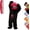 Black + Red Hair, variant on Fuzzy Fangs Pajamas Monster Onesie for Adults, Big Mouth Plush Onesie Pajamas with Hood, Funny Cozy Hooded Jumpsuit, Soft Home Loungewear, No Shoes Included