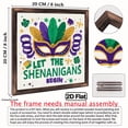 thumbnail image 3 of Let the Shenanigans Begin Framed Wood Sign - Vintage Wall Hanging Decor for St Patrick'S Day, Irish Themed Home Kitchen Accent, 8x8 Inch, Colorful Feather Mask Design, Perfect for Bedroom, 3 of 9