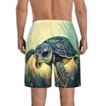 thumbnail image 3 of Bixox Men's Watercolor Turtle2 printing Casual Classic Fit Short Summer Beach Shorts, 3 of 6