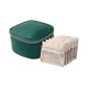 thumbnail image 3 of Estuche pequeño de para joyas, organizador de joyas de piel sintética con 6 bolsas de almacenamiento transparentes de terciopelo para collares Verde, 3 of 8