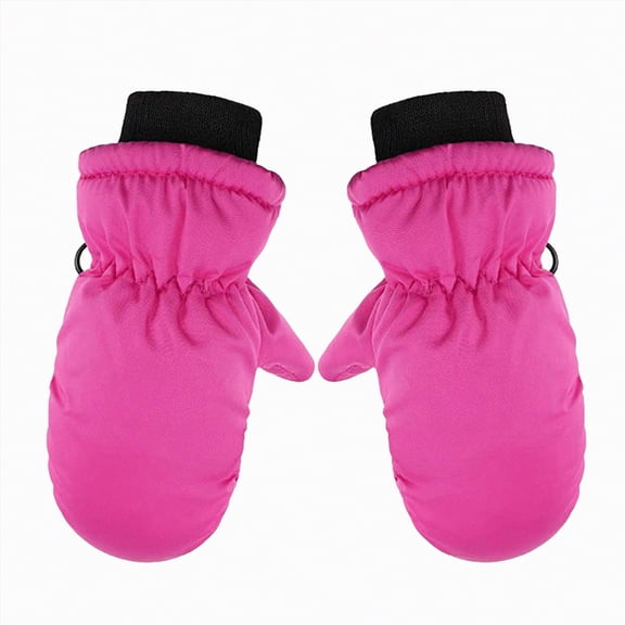 CAICJ98 Kids Ski Snow Mittens Gloves Toddler Snowboard Winter Warm Cold Weather Gloves for Boys Girls 3-8 Years,Hot Pink