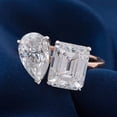 thumbnail image 2 of solitaire jewels 5TCW Pear and Emerald Moissanite Toi Et Moi Engagement Ring For Women, 10K Rose Gold, 2 of 8