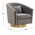 thumbnail image 3 of SAFAVIEH Couture Clara Contemporary Velvet Quilted Swivel Tub Chair, Slate Grey, 3 of 7