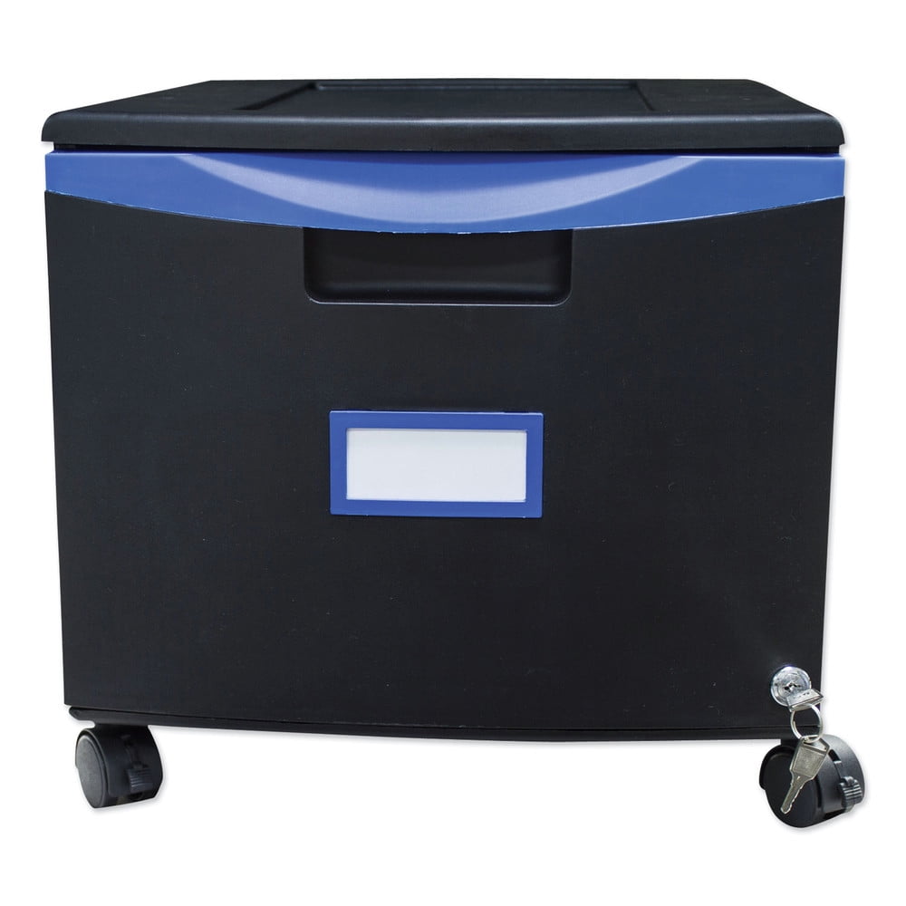Storex Mobile Filing Cabinet-Color:Black / Blue