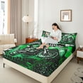 thumbnail image 3 of Manfei Motorcycle Motocross 4-Piece Full Size Sheets,Honeycomb Grid Bed Sheets,Black Green Lightweight Sheet Sets,Sport Bedroom Decorative, 3 of 6