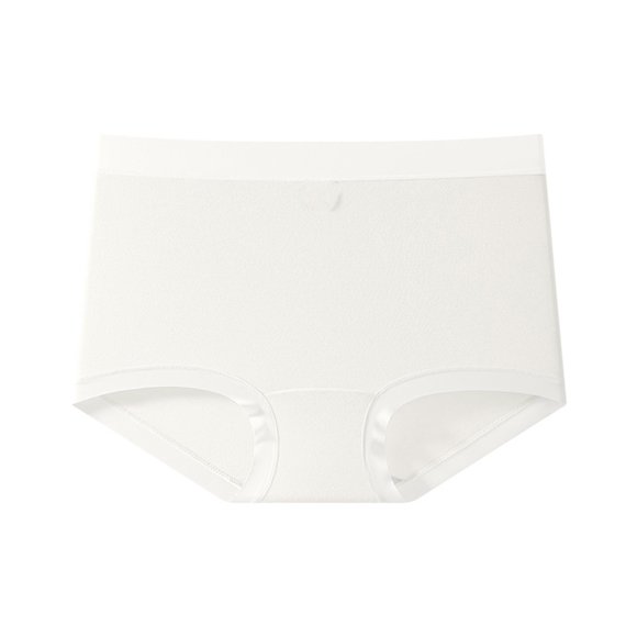 LNWUY Women's Pure Cotton Briefs Solid Color Mid Waist Underwear Women Soft Breathable Comfort Panties White L