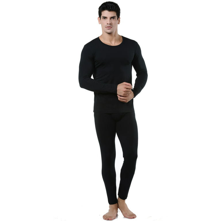 Buy Men Thermal Underwear Top by Outland; Base Layer; Soft Lightweight Warm  Fleece (Black, 4X-Large) at
