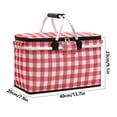 thumbnail image 2 of Picnic Basket, Collapsible Shopping Basket with Lid Large Market Basket with Handles Outdoor Portable Reusable Folding Grocery Basket Insulated Cooler Bag for Picnic Travel, Plaid, 2 of 2