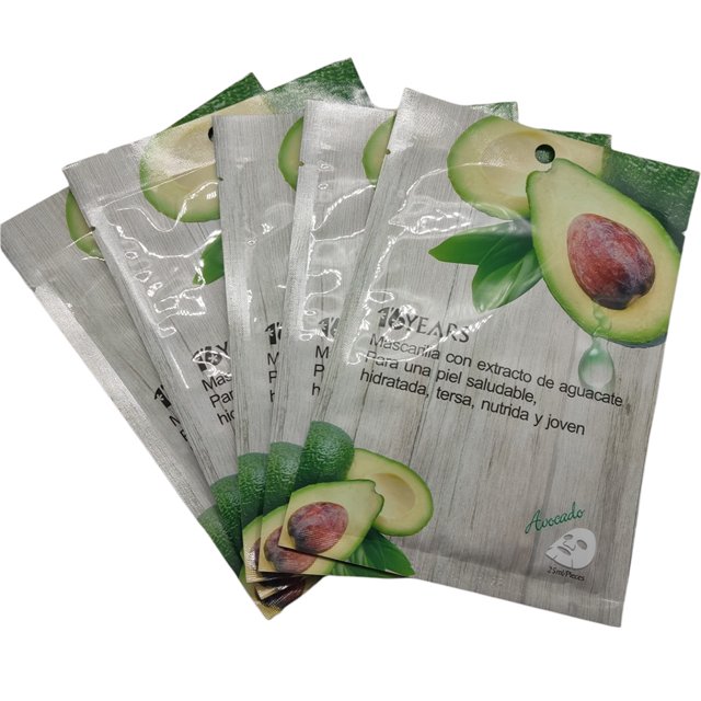 Paquete De 5 Piezas De Mascarilla Facial De Tela Con Aguacate GoshoppingMX Mascarilla de Tela
