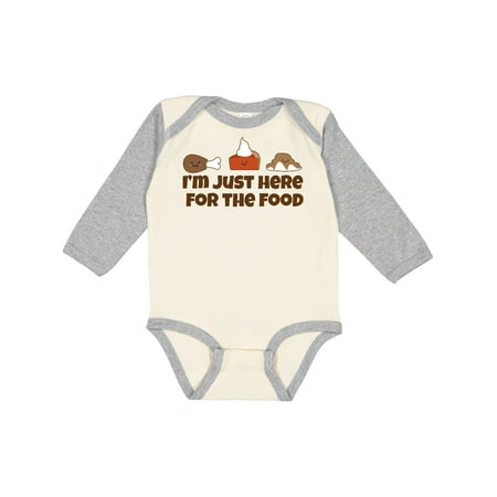 

Inktastic I m Just Here for the Food Boys or Girls Long Sleeve Baby Bodysuit