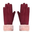 thumbnail image 2 of Bramtres Leather Gloves,Gloves for Cold Weather Women Winter Gloves Ladies Girls Outdoor Heat Full Finger Lined Driving Glove Winter Gloves,Gloves for Women Red, 2 of 4