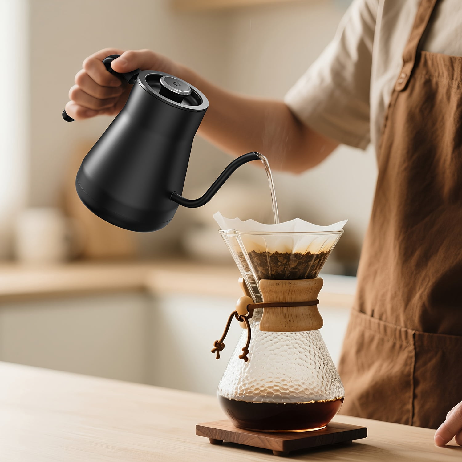 Electric Gooseneck Kettle with Temperature Control, 1200W 0.8L Fast Boil, Keep Warm & Auto Shut-Off, Boil-Dry Protection for Pour-Over Coffee and Tea, Black