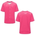 thumbnail image 5 of TKLPEHG Short Sleeve Shirts for Women Button Down Baseball Jersey T-Shirt Casual Solid Color Short Sleeve Top Hot Pink,S, 5 of 8
