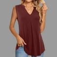 thumbnail image 2 of Lenpel Women's Tank Tops Trendy Summer V Neck Sleeveless Pleated Dressy Casual T Shirts Tunic Tee Blouses, 2 of 7