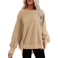 thumbnail image 1 of Sweat-shirts pour Femmes Col Rond Chute Légère Couleur Unie 2023 Mode Chaud Coupe Oversize Sweat-Shirts, 1 of 6