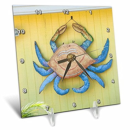 Florida State Seminoles Desk Clock - 3dRose USA, Florida, New Smyrna Beach, metal crab art decoration., Desk Clock, 6 by 6-inch