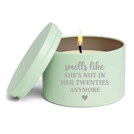 Scented Candle Gift 8oz with Lid Smells Like She s Not in Her Twenties Anymore Funny 30th Birthday for Her (Citrus – Green)
