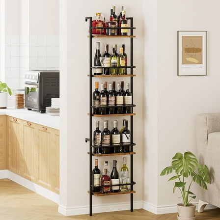 5Tier Wine Rack Wall Mounted Wine Racks Freestanding Floor With Fences 50 Bottles Wine Bottle Holder Liquor Cabinet Bar Shelves For Home Kitchen Dining Room