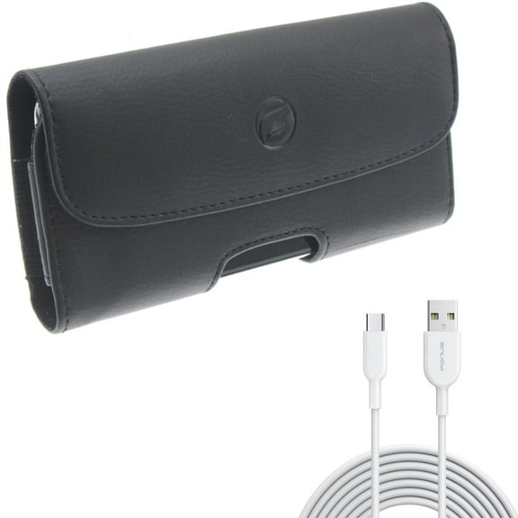 For Galaxy A54 /A53 /A33 - 6ft USB-C Cable w Case Belt Clip, Type-C Fast Charger Cord, Leather Holster Cover for Samsung Galaxy A54 /A53 /A33 5G