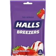 Halls Breezers Pectin Throat Drops Cool Creamy Strawberry - 25 ct, Pack of 2