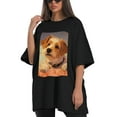 thumbnail image 4 of Plus Size Shirt for Women Black Tops for Women Short Sleeves Shirt for Women Dogs In The Night T Shirt Crewneck Shirt for Women XL, 4 of 5