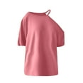 thumbnail image 4 of lmcalzta Womens off Shoulder Summer Tops Short Sleeve 3/4 Length Sleeve Loose Fitting Tshirts Fashion 2025, 4 of 5