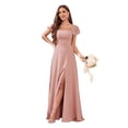 thumbnail image 1 of Vestido de dama de honor CDSSL Dusty Rose Chiffon, talla grande 22W, 1 of 7