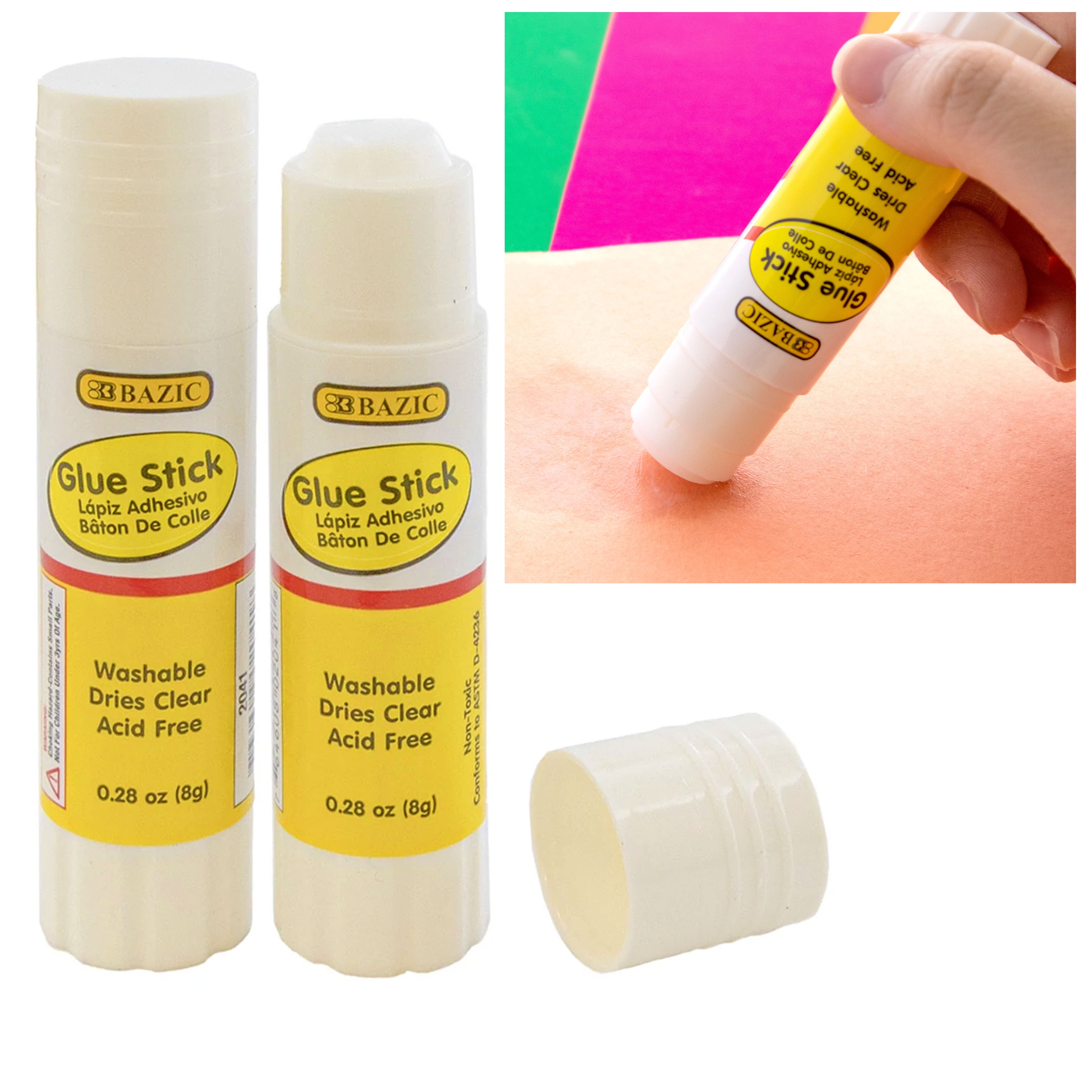 6 School Glue Sticks Clear Adhesive Applicator Washable Craft Supplies Non Toxic